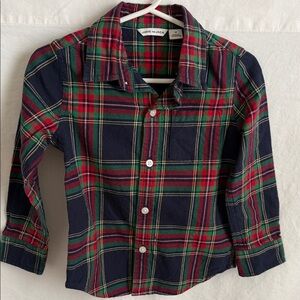 Janie and Jack Tartan Button-Up Shirt - Navy, Red, Green